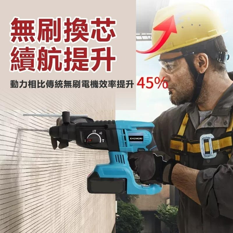 電錘 牧田款電錘 沖擊電錘 輕型電鎚 衝擊鑽 電鑽 三用無刷充電電鎚 多功能衝擊鑽 台灣快速出貨 震動電鑽【森森機具】-細節圖3