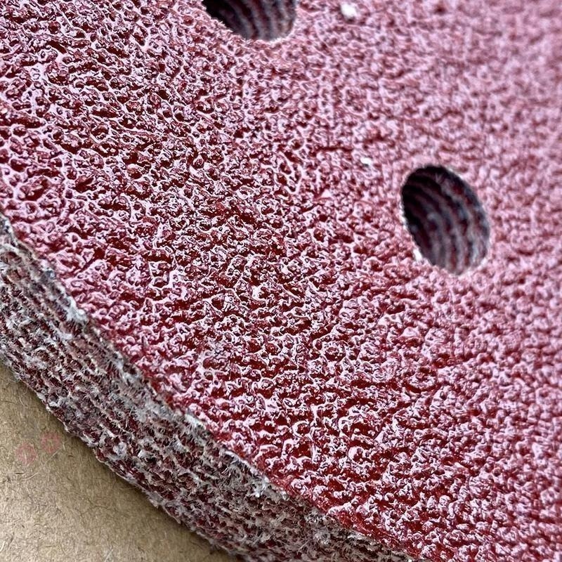 紅砂5寸8孔植絨砂紙 氧化鋁125氣磨拋光砂紙 圓盤砂紙 打磨機自粘砂紙打磨牆面砂紙批發打磨機 砂紙【森森五金】-細節圖9