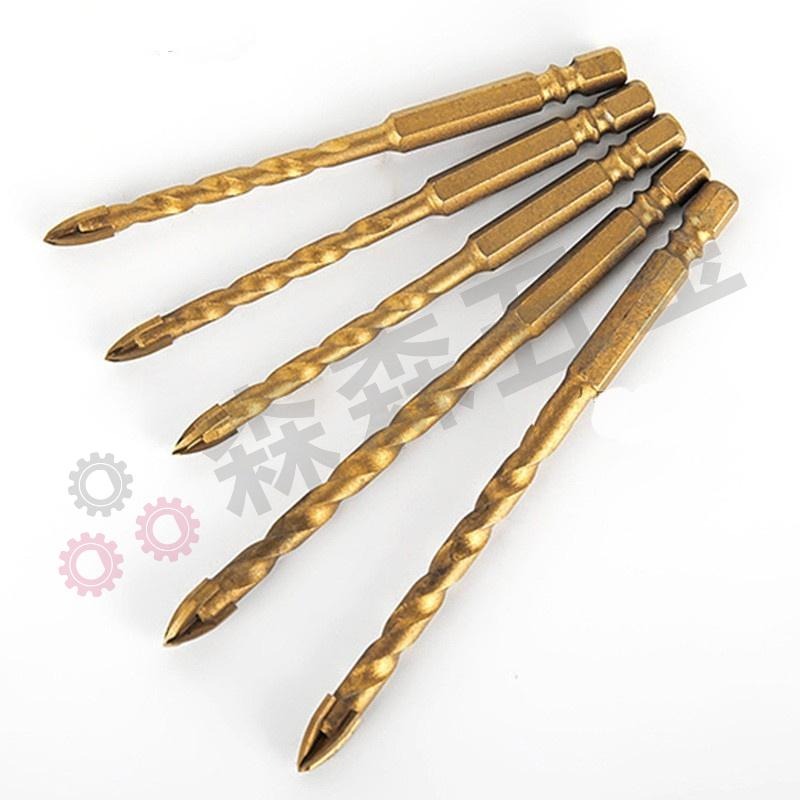 六角柄十字鑽頭【單支】 十字鑽頭加長 四刃六角柄 瓷磚 玻璃 水泥 三角鑽 陶瓷 多功能打孔 開孔器【森森五金】-細節圖2