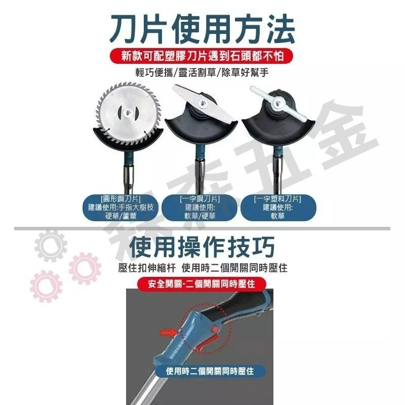 電動割草機 割草機 除草機【保固一年 送14禮包】6吋牧田款割草機 充電式無線割草機 工業割草機【森森五金】-細節圖9
