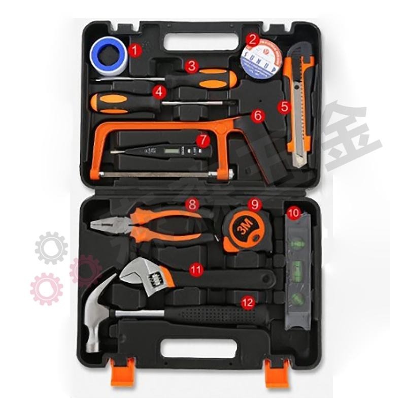 五金維修工具 12件組 工具箱 多功能家庭 維修組套 手動 工具箱 水電行 十字螺絲刀 梅花起子【森森五金】-細節圖2