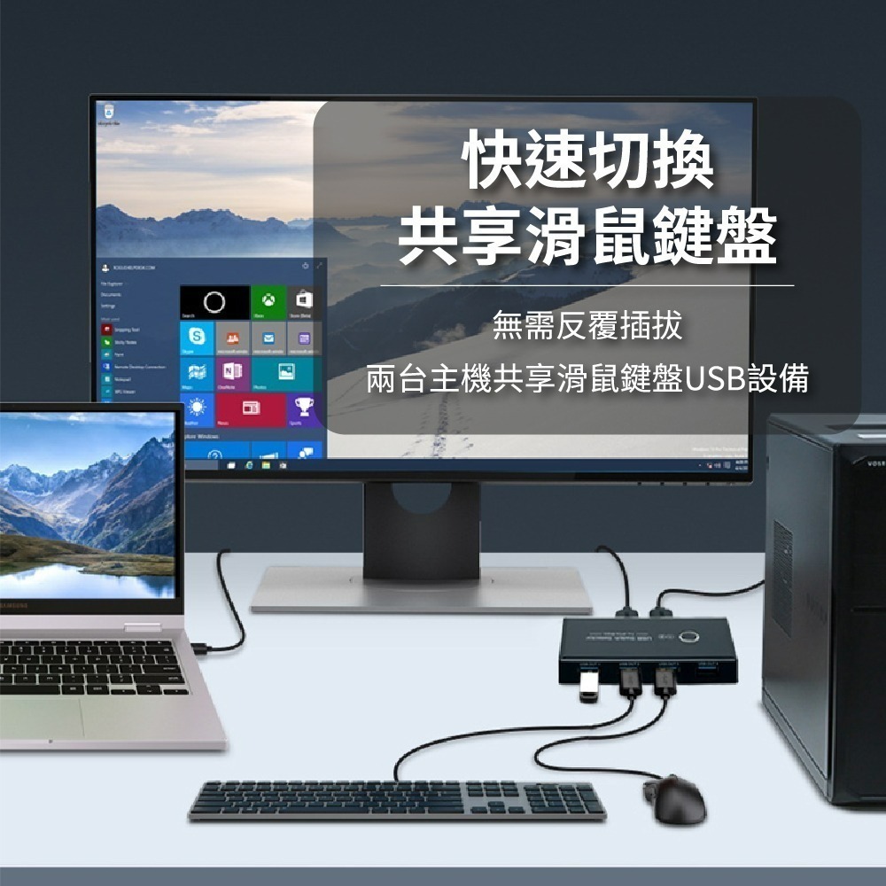 兩台電腦共用USB設備 USB3.0 共享器 USB二進四出共享器 多接口分線器 USB切換器【森森五金】-細節圖2