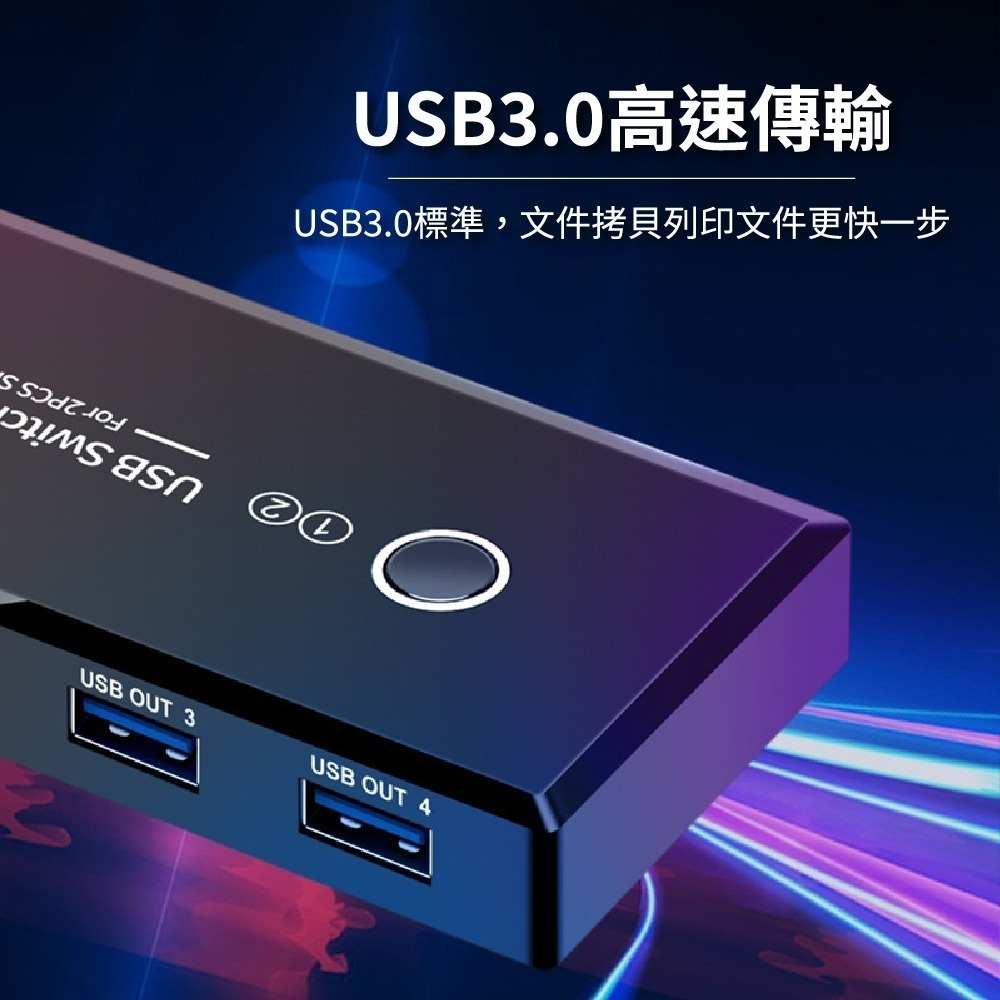 兩台電腦共用USB設備 USB3.0 共享器 USB二進四出共享器 多接口分線器 USB切換器【森森五金】-細節圖3