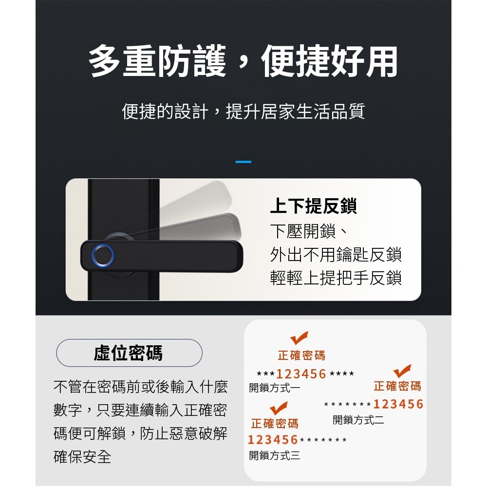 智慧門把鎖 三合一 免打孔 免鑿孔 智能鎖 門鎖 密碼鎖 智慧鎖 指紋鎖 卡片鎖 數位鎖 防盜鎖【森森五金】-細節圖5