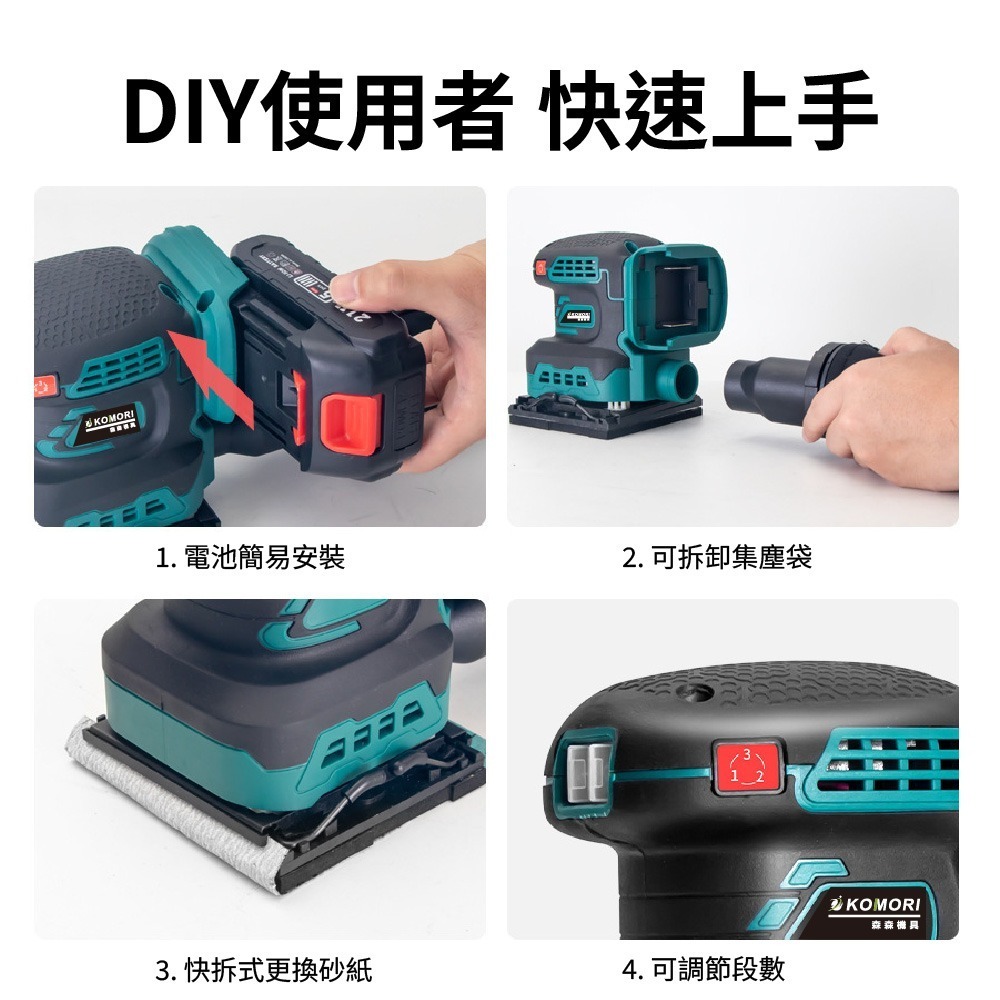 牧田款 鋰電砂光機 電動砂紙機 散打 研磨機 磨平機 磨光機 打磨機 拋光機 膩子 牆壁 家具【森森五金】-細節圖2
