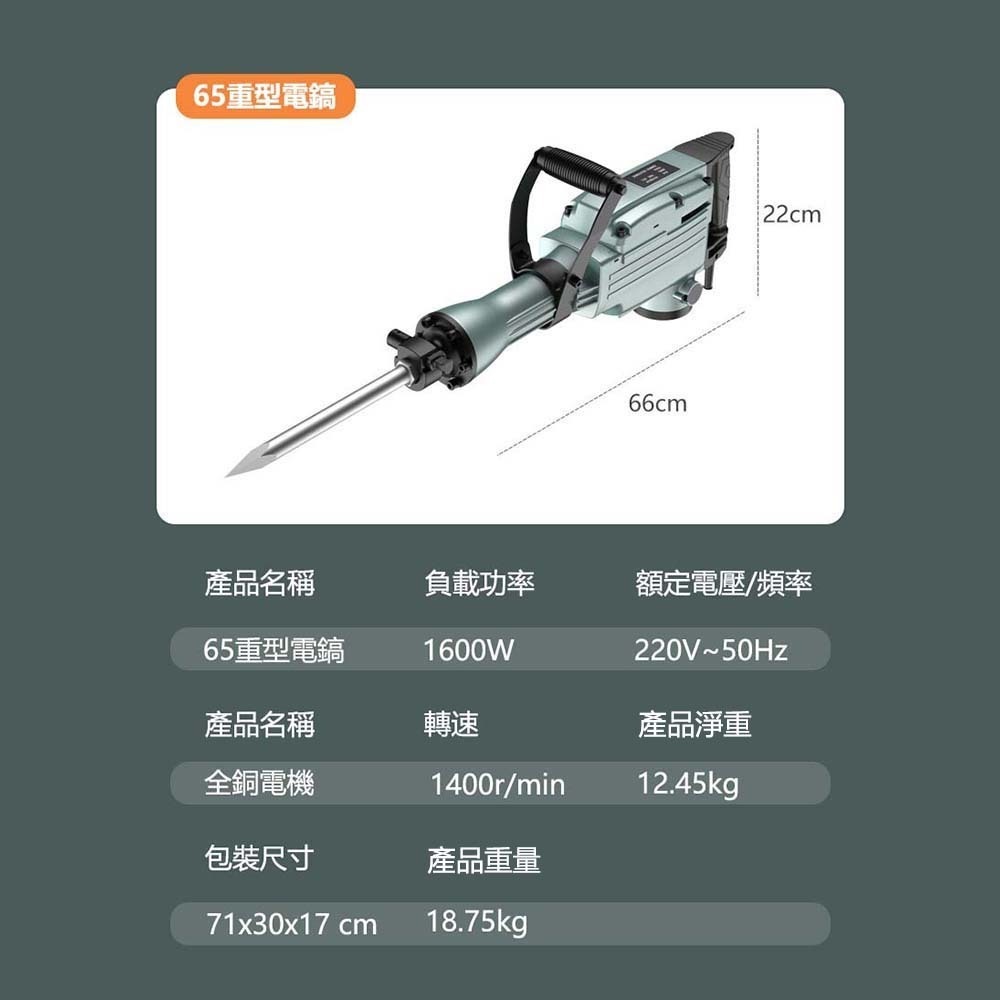 大功率重型電鎬 強力型 打石機 碎石機 電動鑿 重型電鎬 電鎬 鑽槌 鑿尾 水泥工地【森森五金】-細節圖9