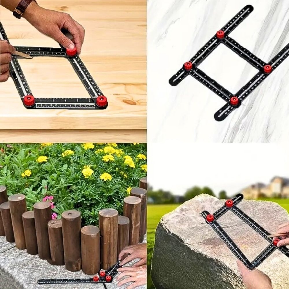 現貨 多功能摺尺 6吋/9吋/12吋 定位摺尺 開孔折角尺 貼磁磚神器 鋪地面 磁磚開孔定位器 角度尺【森森五金】-細節圖7