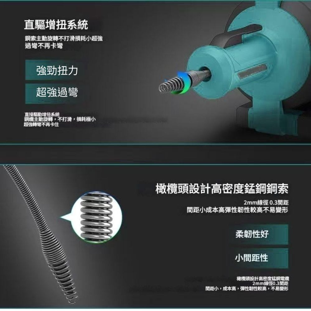 鋰電通管機 (通用牧田電池 充電式管道疏通器 下水道廚房通管機 自動離合疏通器通水管)【森森五金】-細節圖4