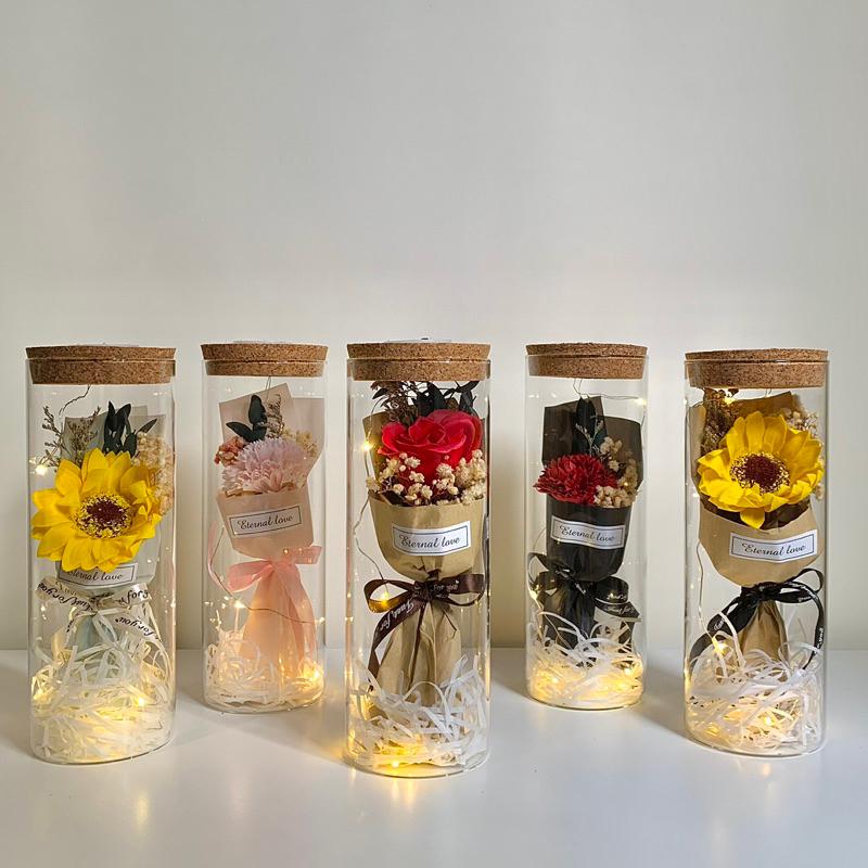 【台灣現貨】節日送禮花束 乾燥花 七夕 畢業花束 情人節 香皂仿真花 教師節 感恩花束 生日禮物 送女生禮物 玫瑰花-細節圖2