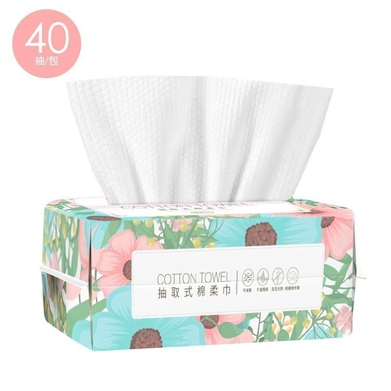 花朵抽取式棉柔洗臉巾40抽/包 SIN2572 洗臉巾 擦臉巾-細節圖3