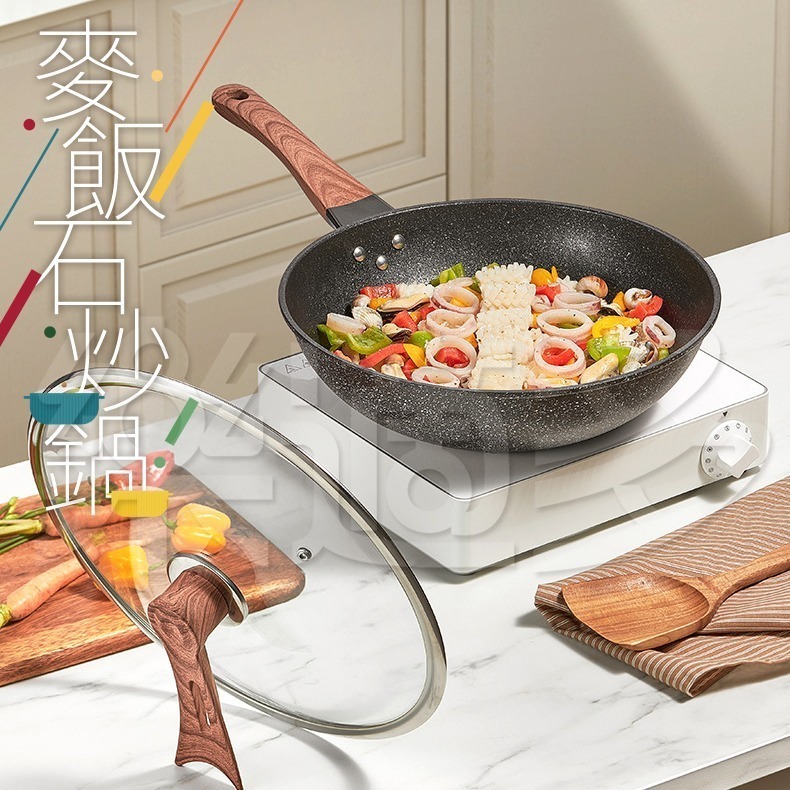 麥飯石炒鍋32cm SIN6805 不沾鍋 炒鍋-細節圖8