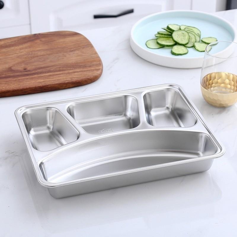 304不鏽鋼分格健身餐盤 SIN6109 餐盤 分格餐盤 盤子 餐具 分隔盤 健身餐盤 午餐盤-細節圖4