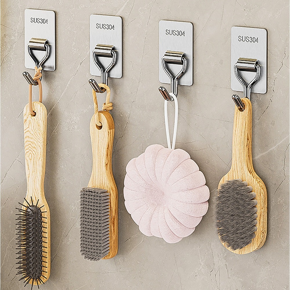 黏貼式304不鏽鋼無痕掛勾5入/組 SIN9203 掛勾 無痕掛勾 不鏽鋼掛勾 居家收納 浴室收納 收納掛勾-細節圖4