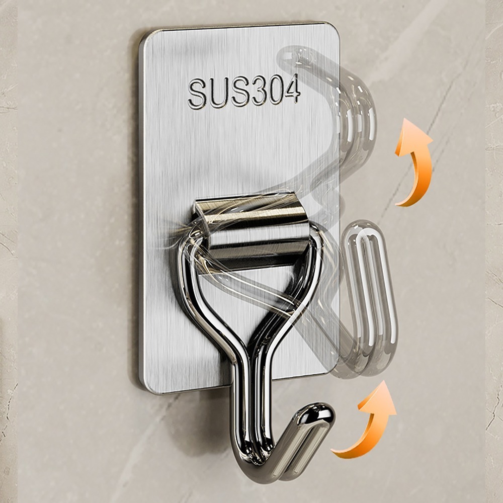 黏貼式304不鏽鋼無痕掛勾5入/組 SIN9203 掛勾 無痕掛勾 不鏽鋼掛勾 居家收納 浴室收納 收納掛勾-細節圖5