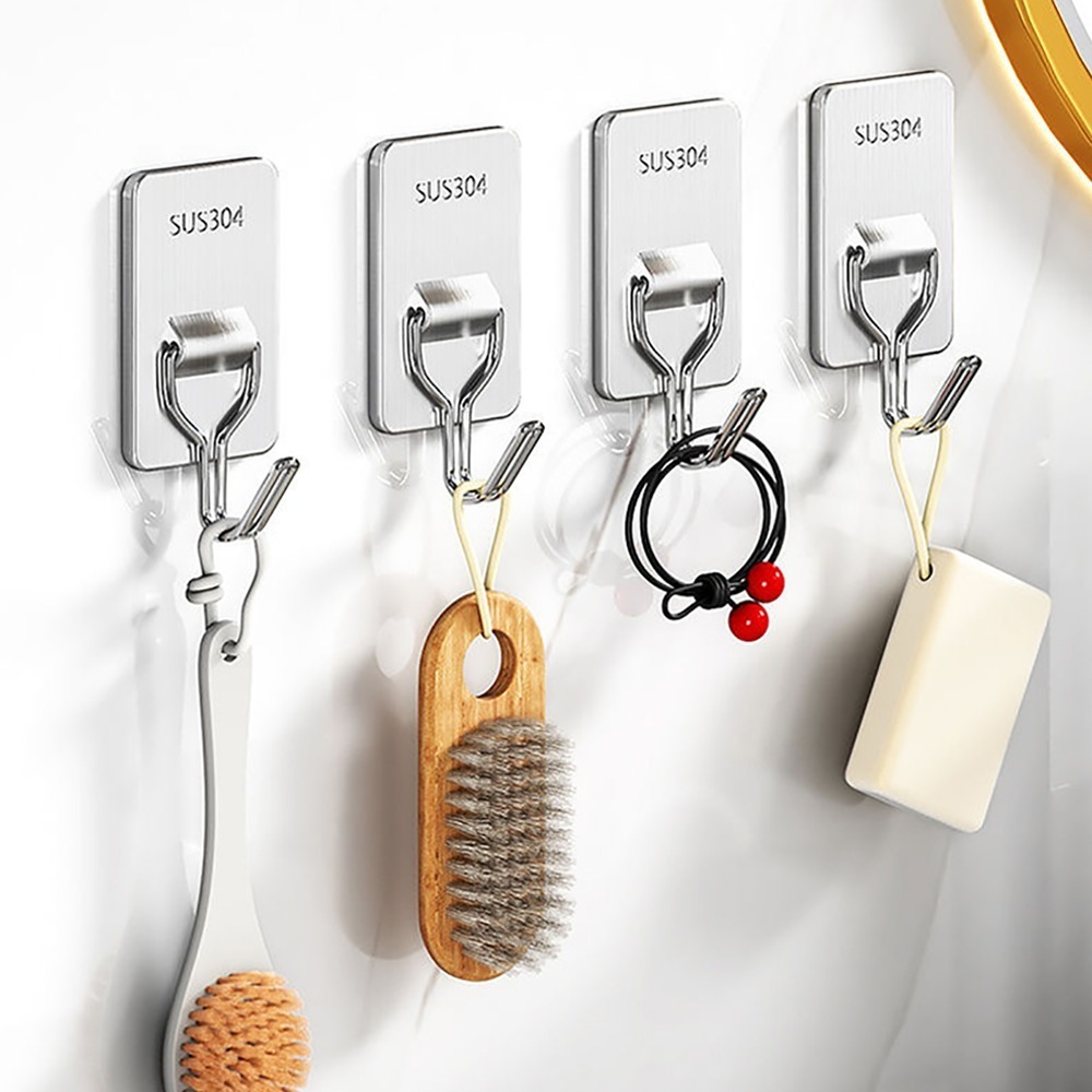 黏貼式304不鏽鋼無痕掛勾5入/組 SIN9203 掛勾 無痕掛勾 不鏽鋼掛勾 居家收納 浴室收納 收納掛勾-細節圖7