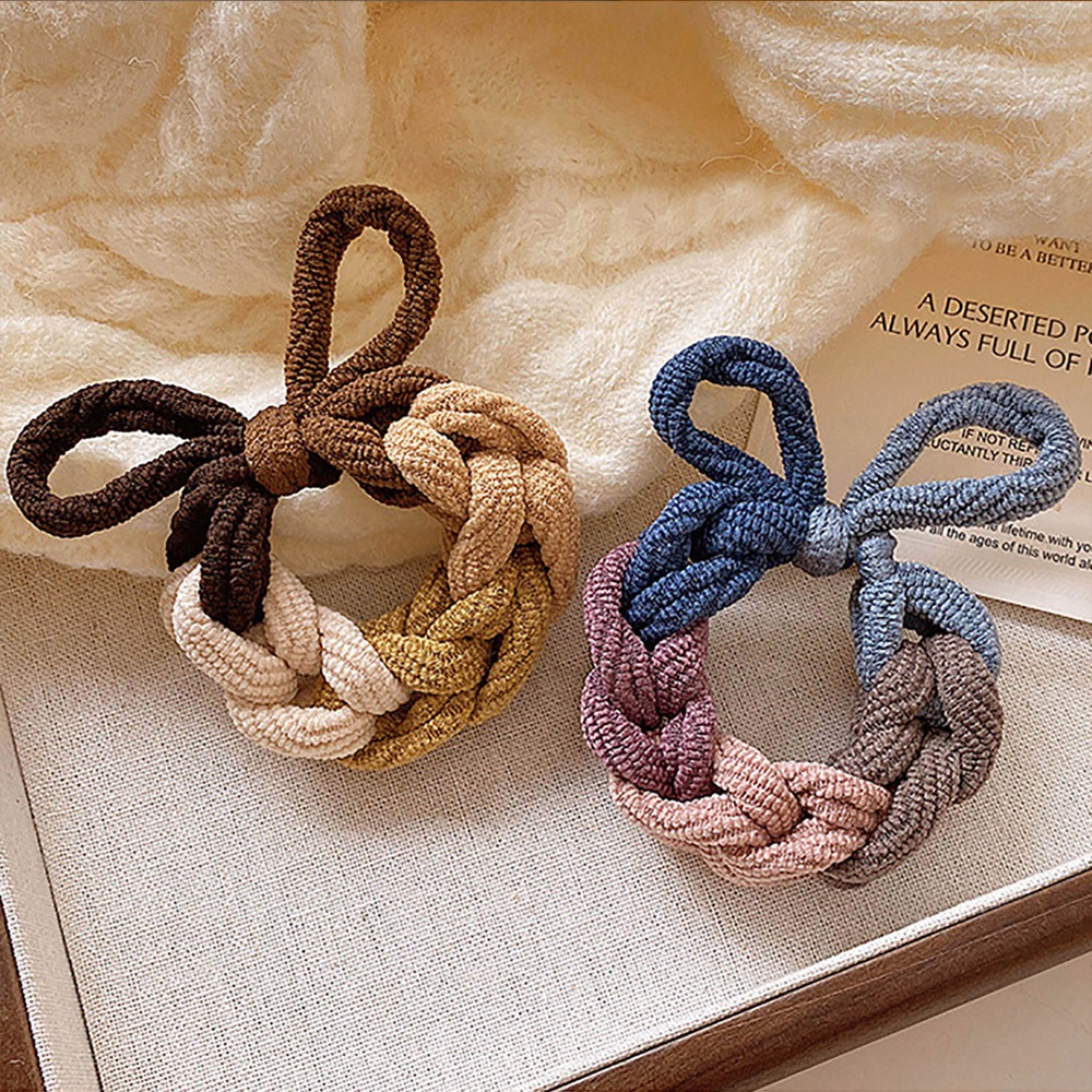 麻花編織髮繩10入組【顏色隨機】SIN7402 髮繩 髮束 髮圈 橡皮筋-細節圖8