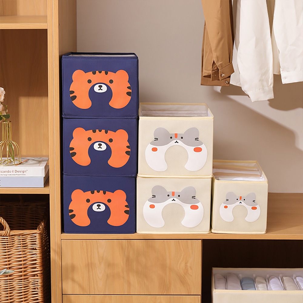 可愛動物分格收納盒【顏色隨機】SIN7015 收納 收納盒 收納箱 衣物收納 櫥櫃收納-細節圖5