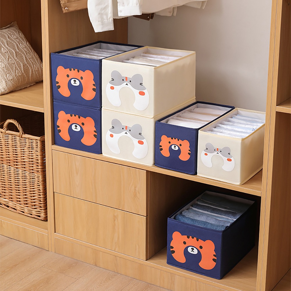 可愛動物分格收納盒【顏色隨機】SIN7015 收納 收納盒 收納箱 衣物收納 櫥櫃收納-細節圖11