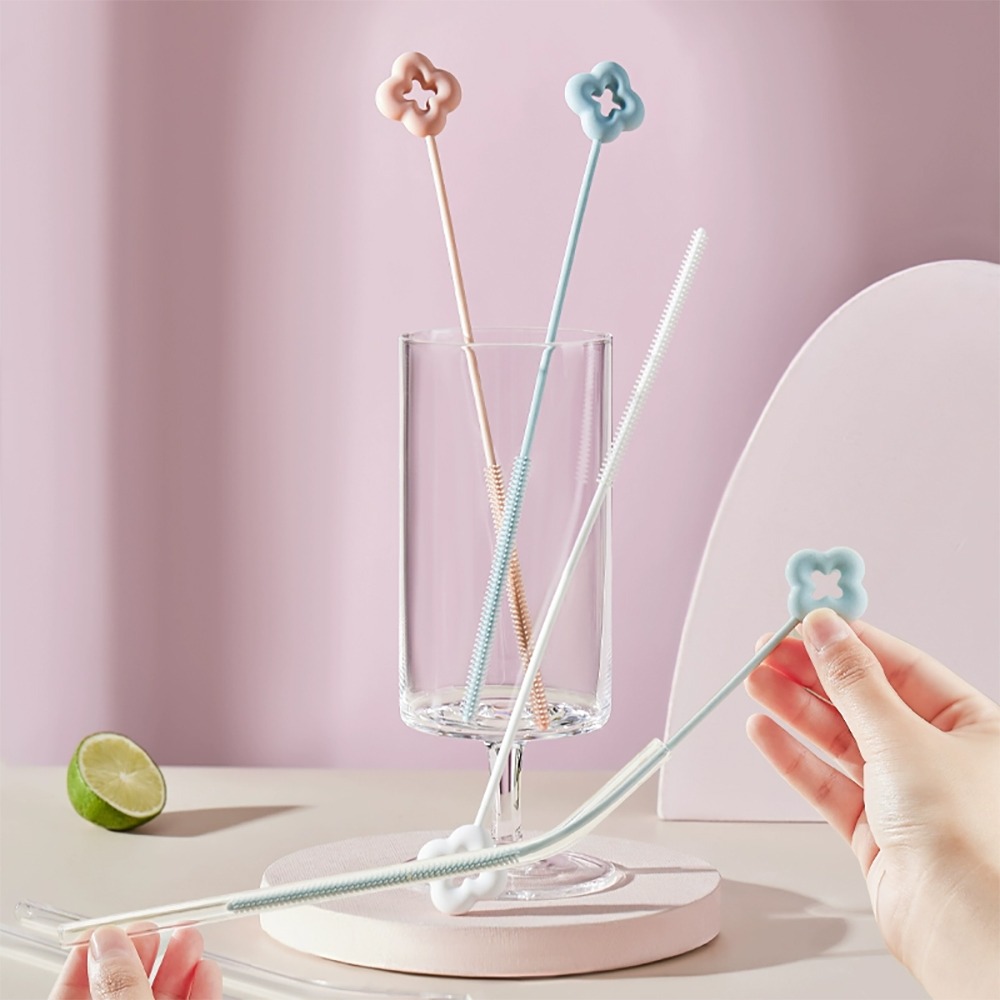 馬卡龍花朵吸管刷 顏色隨機5入/組 SIN6634 吸管刷 吸管清潔刷-細節圖4