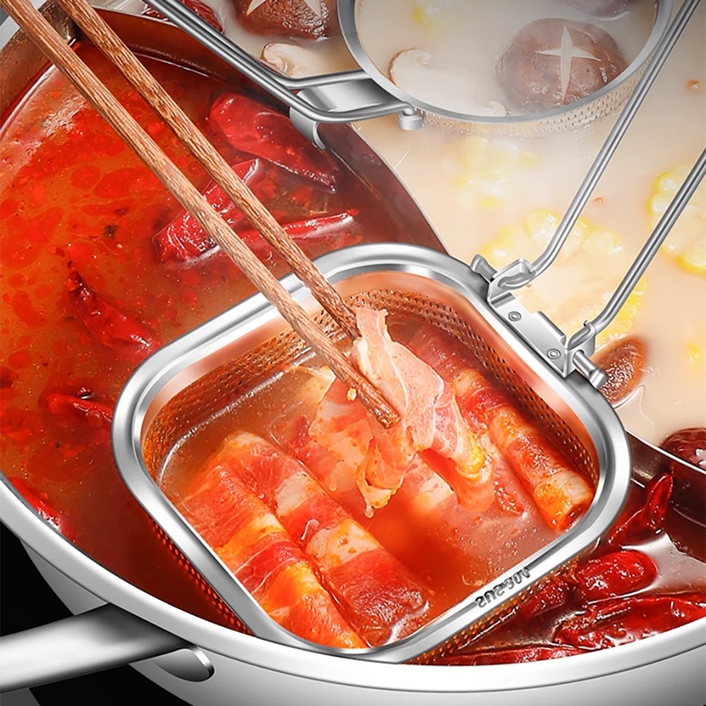 方形304不鏽鋼可調節火鍋漏勺 SIN6049 火鍋撈網勺 燙麵濾網勺 濾網勺 掛式不鏽鋼過濾網-細節圖7
