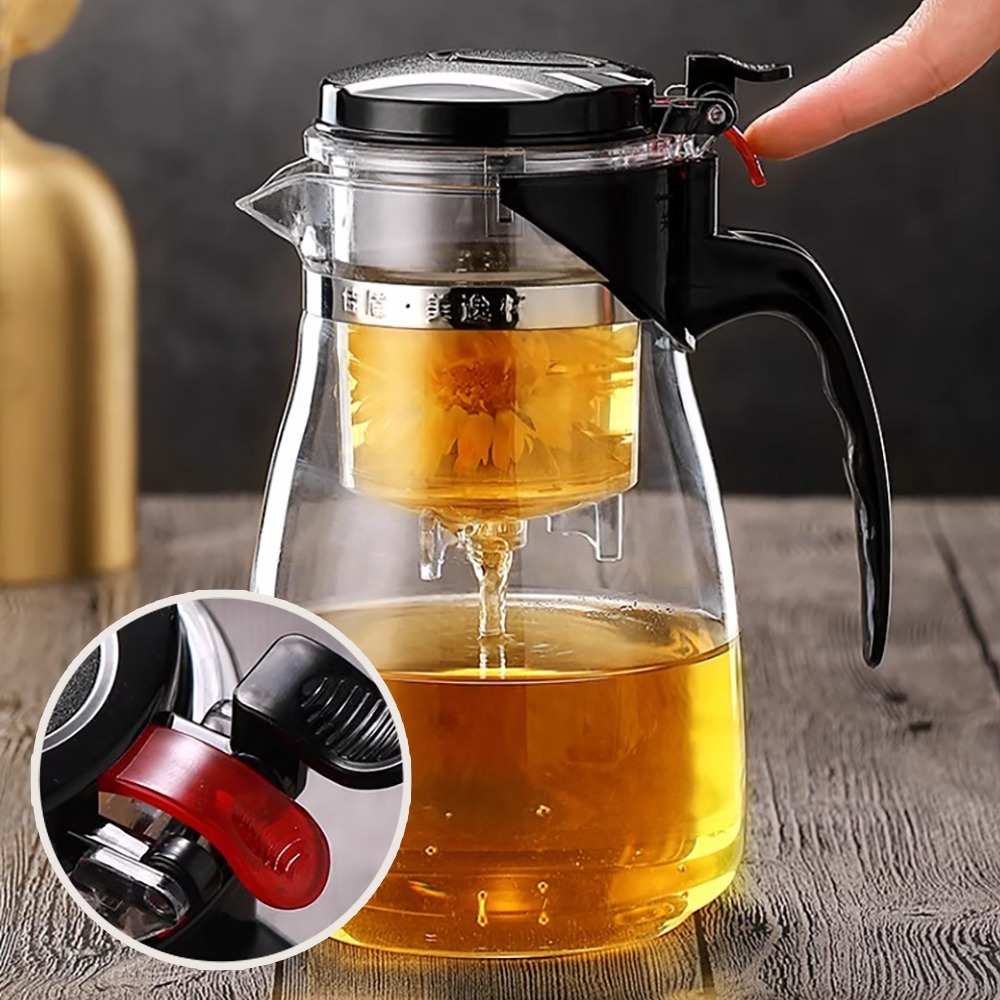 輕壓鼓型泡茶壺 SIN8115 茶壺 泡茶壺 玻璃壺 花茶壺-細節圖6