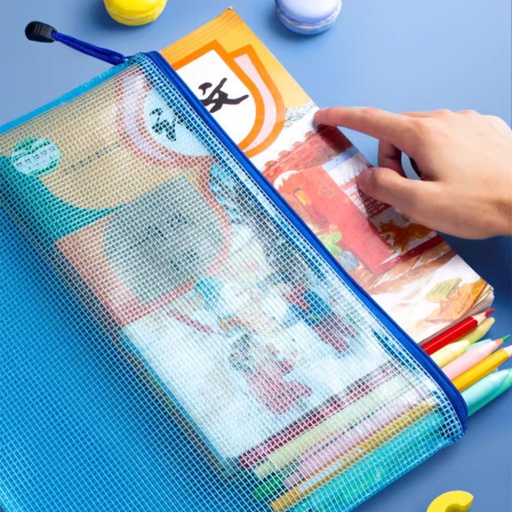 A4透明網格文件袋12袋/組【顏色隨機】SIN7938 資料袋 文件袋 考卷袋 文具 收納袋 網格收納袋 拉鏈袋-細節圖5