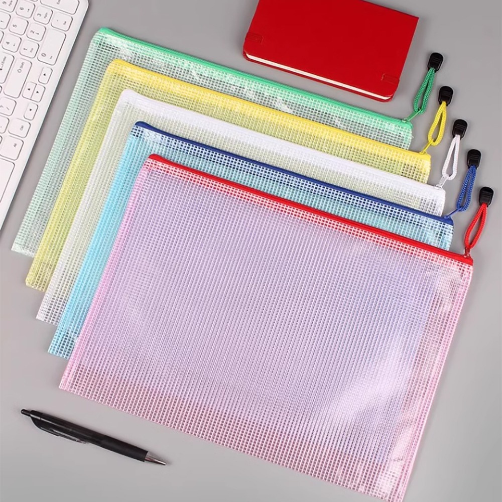 A4透明網格文件袋12袋/組【顏色隨機】SIN7938 資料袋 文件袋 考卷袋 文具 收納袋 網格收納袋 拉鏈袋-細節圖7
