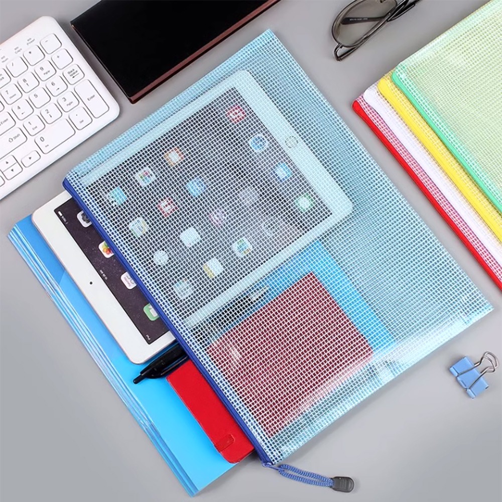 A4透明網格文件袋12袋/組【顏色隨機】SIN7938 資料袋 文件袋 考卷袋 文具 收納袋 網格收納袋 拉鏈袋-細節圖8