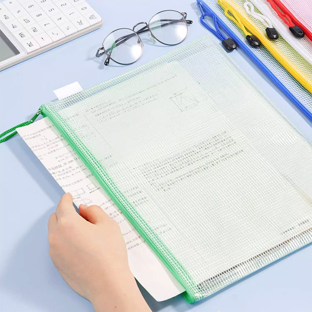 A4透明網格文件袋12袋/組【顏色隨機】SIN7938 資料袋 文件袋 考卷袋 文具 收納袋 網格收納袋 拉鏈袋-細節圖9