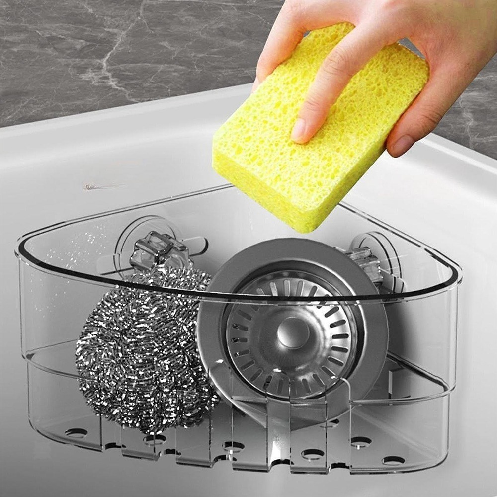 吸盤水槽瀝水收納架 SIN6241 收納架 海綿架 瀝水架 瀝水收納架 水槽收納架 廚房收納 浴室收納 轉角收納架-細節圖9