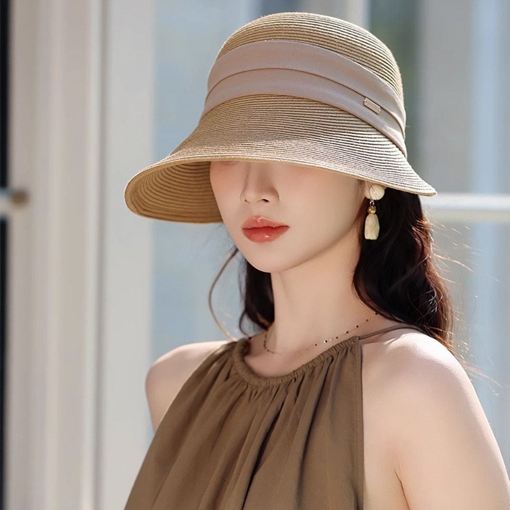 大帽沿編織草帽 MZ2472 草帽 遮陽帽 防曬帽 遮陽 防曬 大帽沿防曬帽-細節圖4