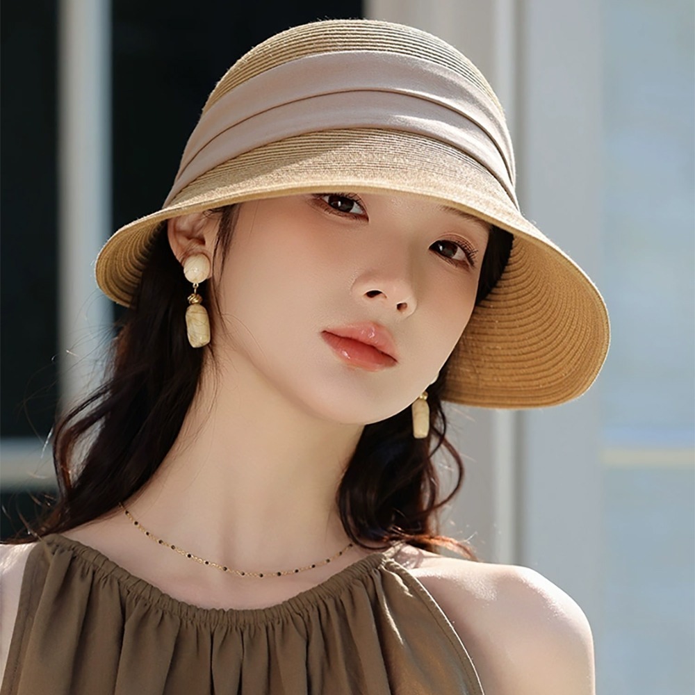 大帽沿編織草帽 MZ2472 草帽 遮陽帽 防曬帽 遮陽 防曬 大帽沿防曬帽-細節圖7