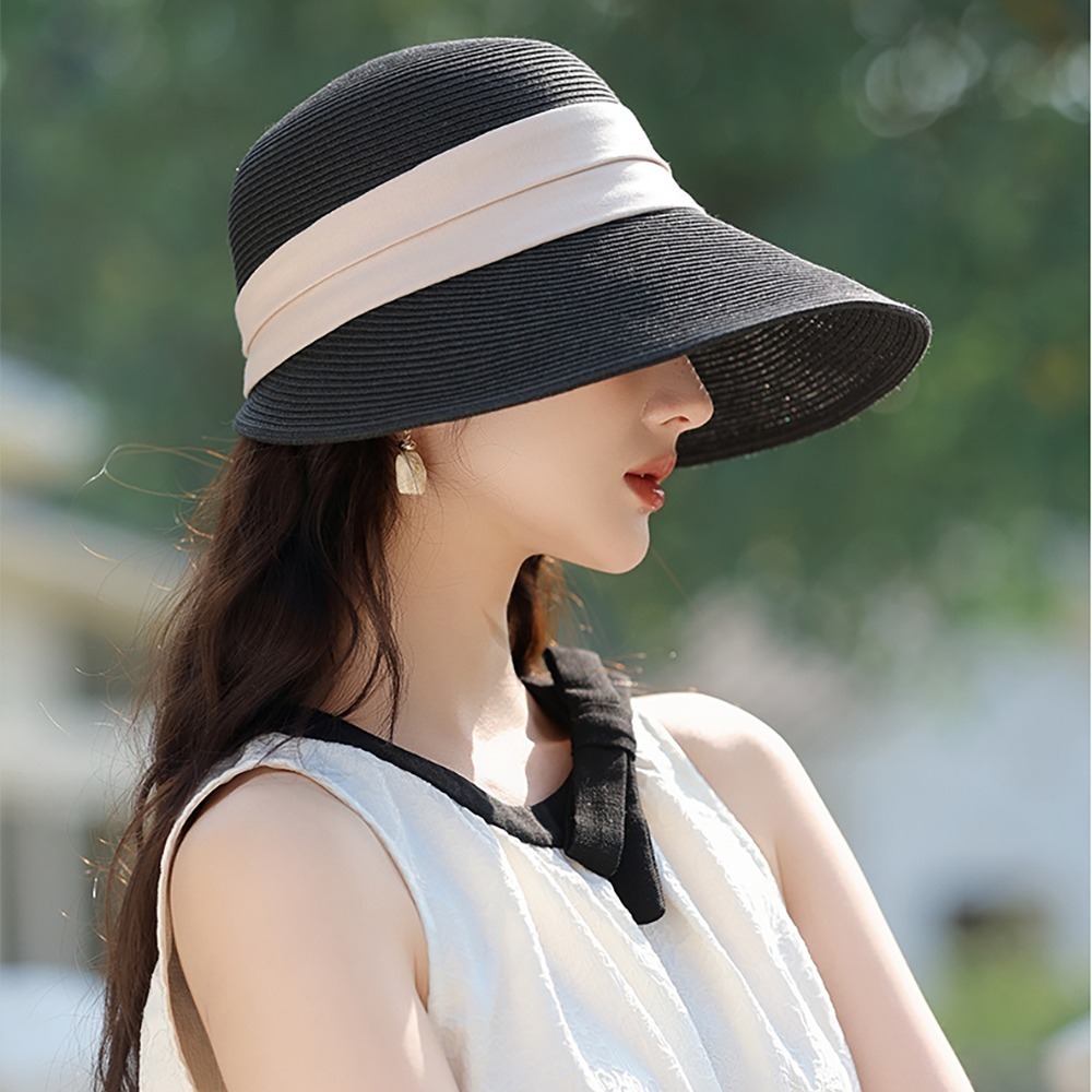 大帽沿編織草帽 MZ2472 草帽 遮陽帽 防曬帽 遮陽 防曬 大帽沿防曬帽-細節圖8