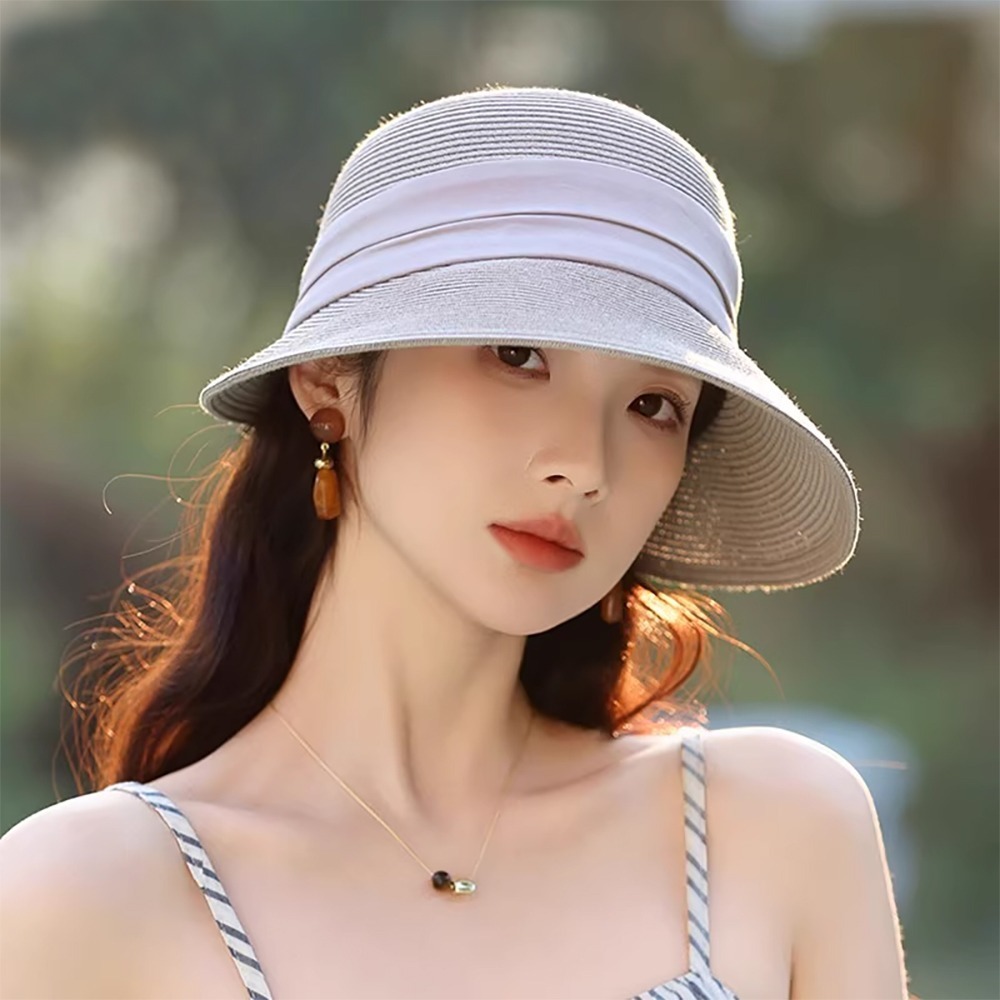 大帽沿編織草帽 MZ2472 草帽 遮陽帽 防曬帽 遮陽 防曬 大帽沿防曬帽-細節圖10