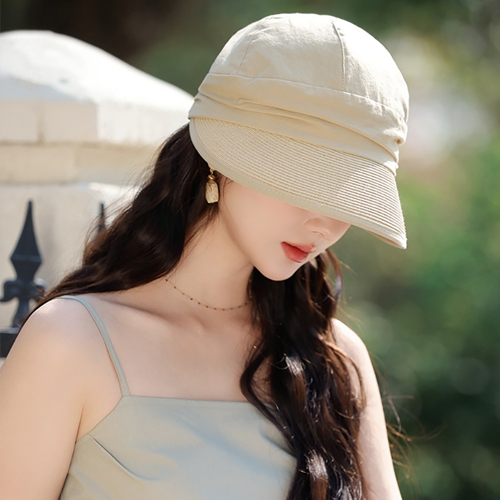 日系布藝拼接遮陽帽 MZ2496 遮陽帽 防曬帽 漁夫帽 貝雷帽 草帽 防曬 遮陽-細節圖4