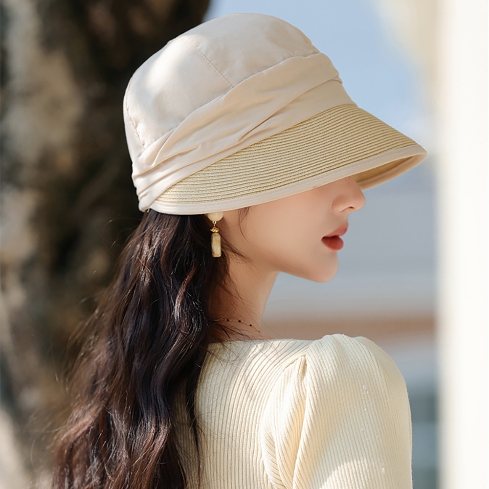 日系布藝拼接遮陽帽 MZ2496 遮陽帽 防曬帽 漁夫帽 貝雷帽 草帽 防曬 遮陽-細節圖6