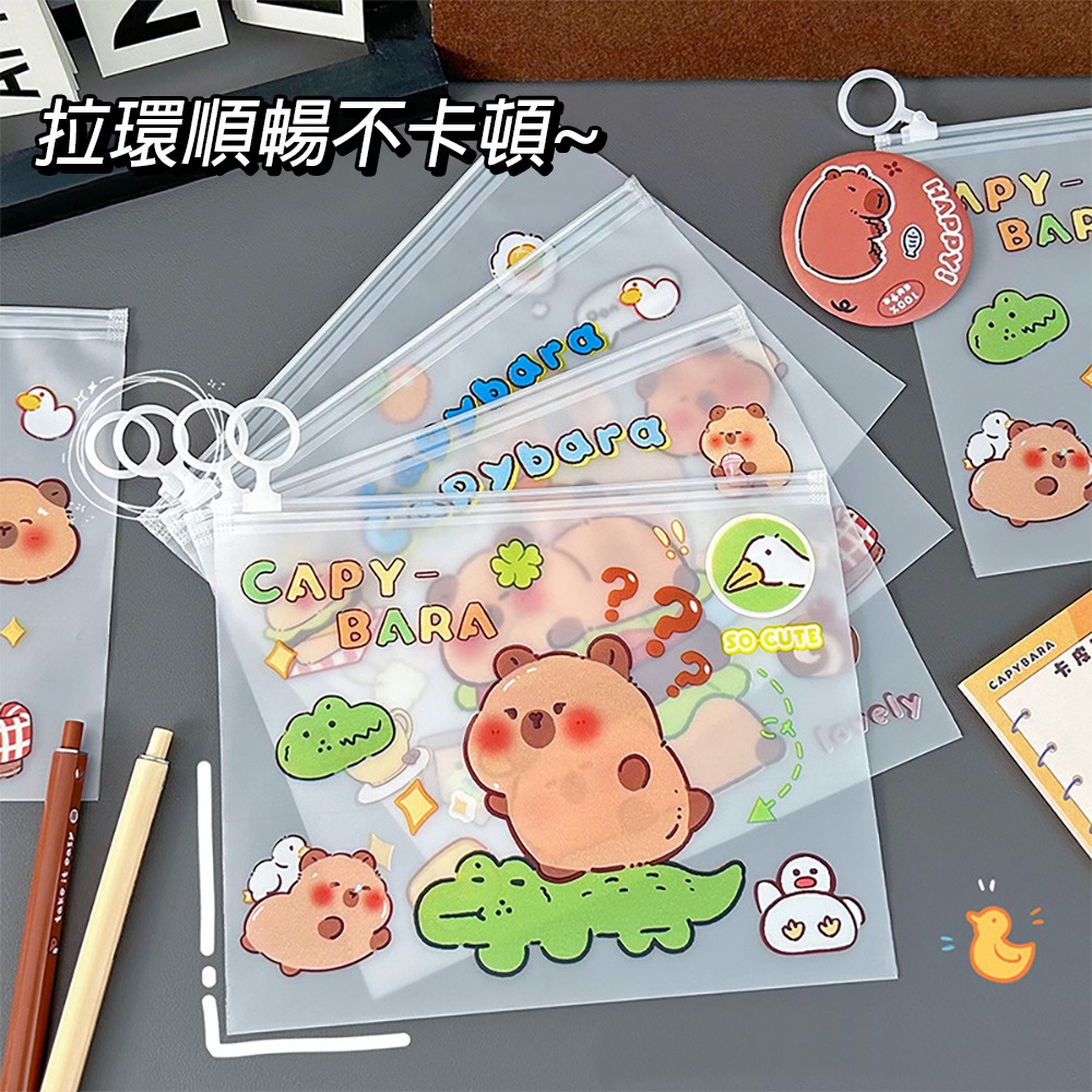 水豚君拉環磨砂收納袋10入/組【款式隨機出貨】 SIN7951 旅行收納 分裝袋 收納袋-細節圖10