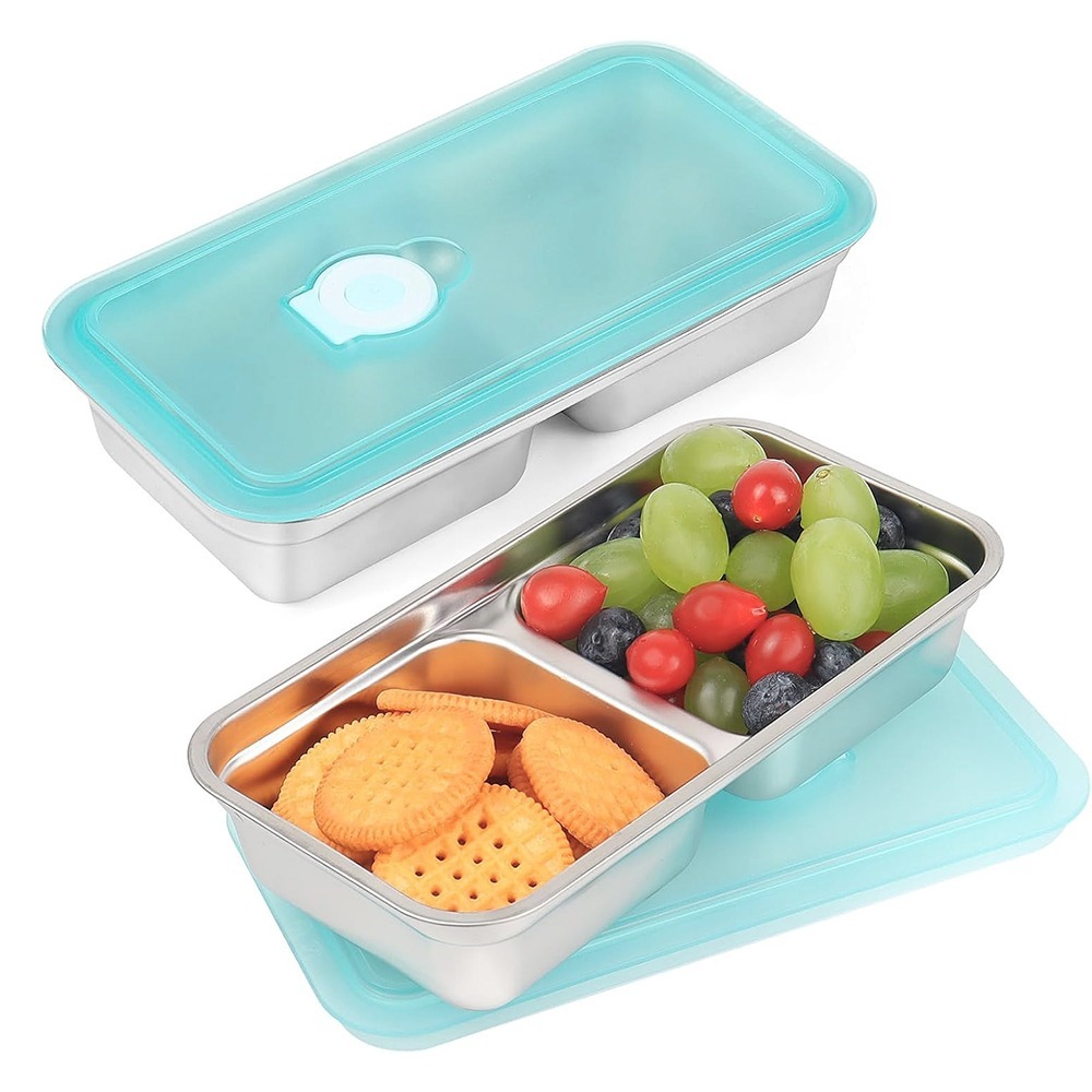 304不鏽鋼雙格分裝盒 SIN6128 不鏽鋼保鮮盒 不鏽鋼分裝盒 不鏽鋼小菜盤-細節圖2