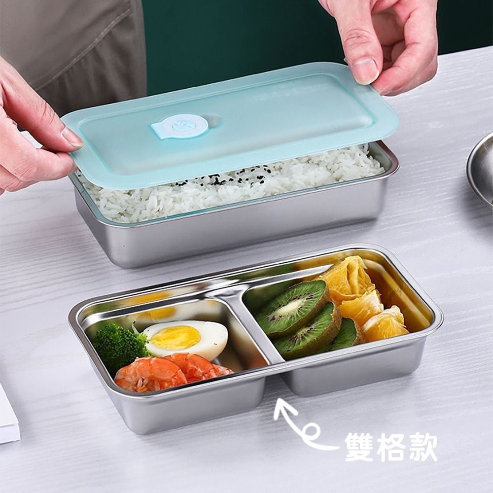 304不鏽鋼雙格分裝盒 SIN6128 不鏽鋼保鮮盒 不鏽鋼分裝盒 不鏽鋼小菜盤-細節圖4