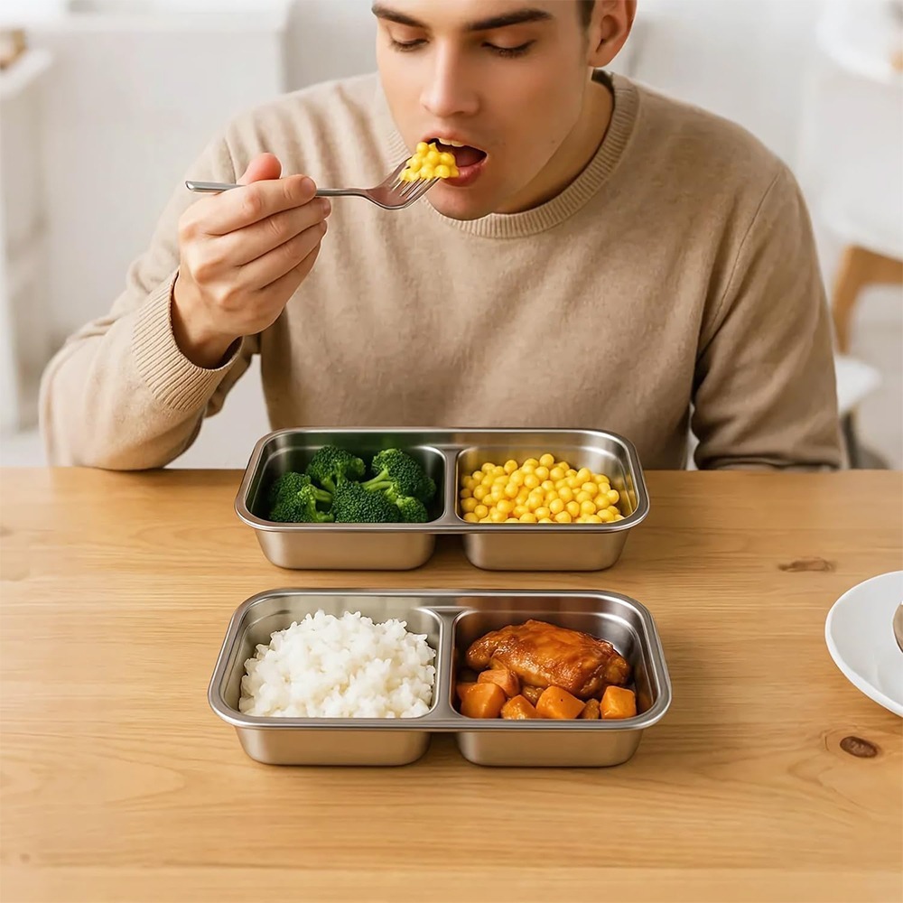 304不鏽鋼雙格分裝盒 SIN6128 不鏽鋼保鮮盒 不鏽鋼分裝盒 不鏽鋼小菜盤-細節圖7