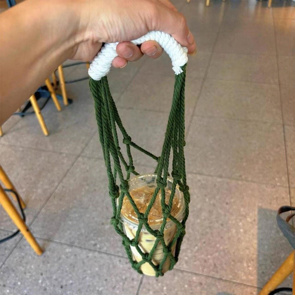 編織手提飲料杯套【顏色款式隨機出貨】SIN6248 杯套 杯袋 手搖飲手提袋 外帶杯提袋 冰壩杯杯套 保溫杯杯套-細節圖7