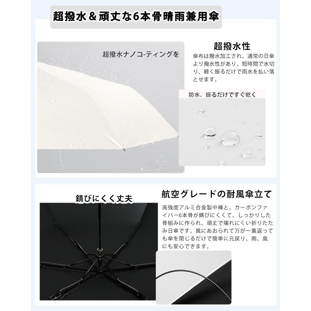 【Airbrella羽之戀】日本熱銷 125g 極輕量 黑膠羽毛傘 (90cm/防曬降溫/碳纖骨架/晴雨兩用)-細節圖7