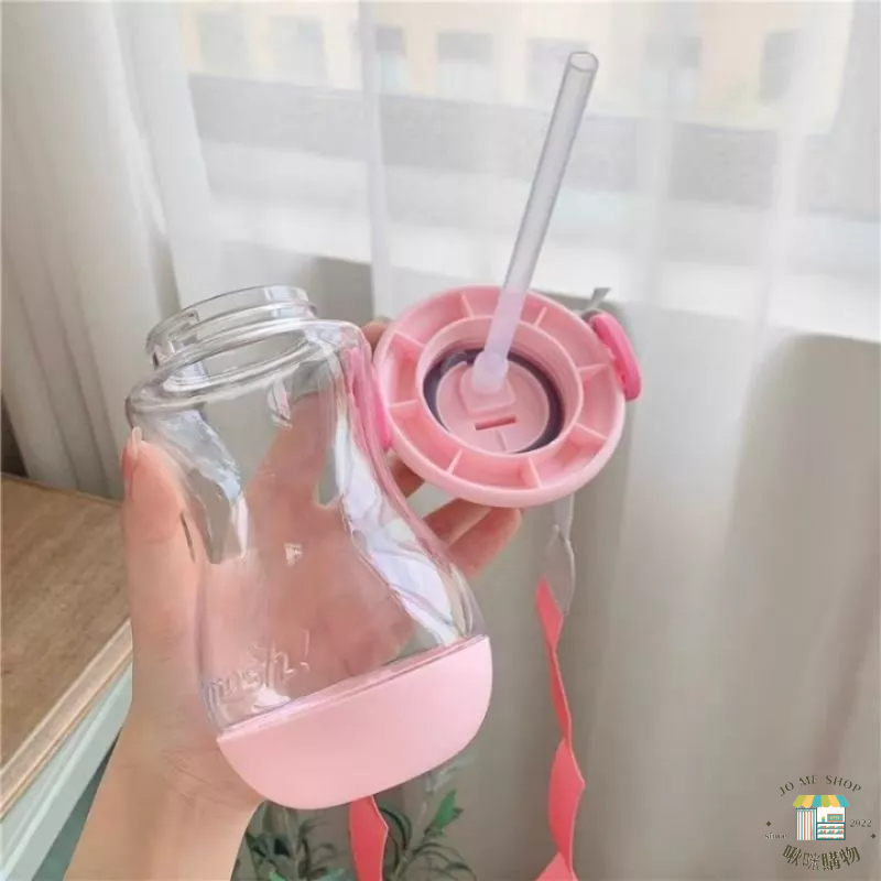 🇯🇵日本 mosh! 便攜杯 防漏 飲水杯 吸管飲學習杯 男女嬰幼兒 運動戶外 肩帶 夏日吸管  DMKD450PE-細節圖4