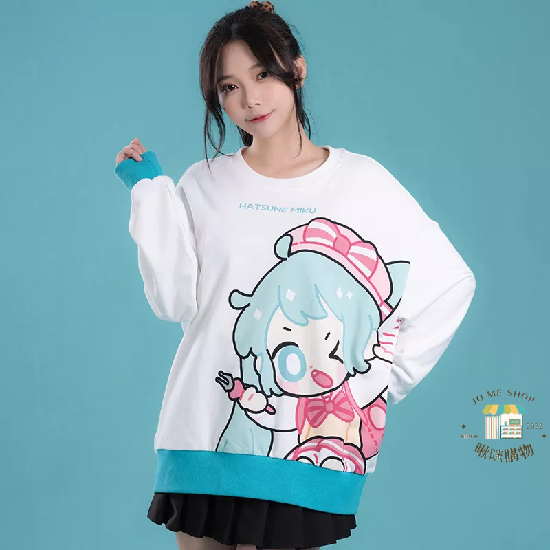 👘官方授權 正品 Hatsune Miku 初音未來 2022年 秋冬 新款 大學T 衛衣 印花 柔軟 針織棉 長袖上衣-細節圖9