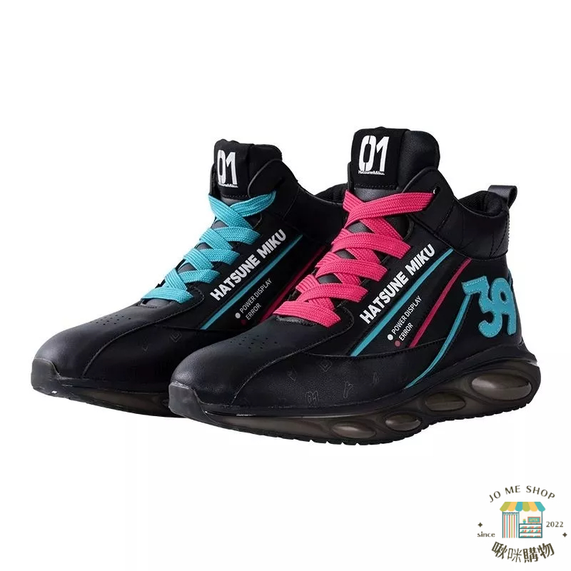 👘官方授權 正品 Hatsune Miku 初音未來 流光暗影 休閒鞋 miku配色反光絲印軟膠底高邦運動鞋 高筒運動鞋-細節圖9