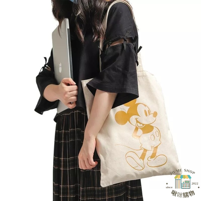 現貨🏰 Disney 正版 迪士尼 米奇 mickey 帆布包 包包 女 文藝 購物袋 單肩包 托特包 女大生-細節圖2