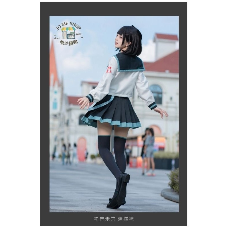 現貨當天出 👘初音未來 天羽川聯名 連褲襪 天鵝絨絲襪 假大腿 光腿 神器 假過膝 拼接襪-細節圖4