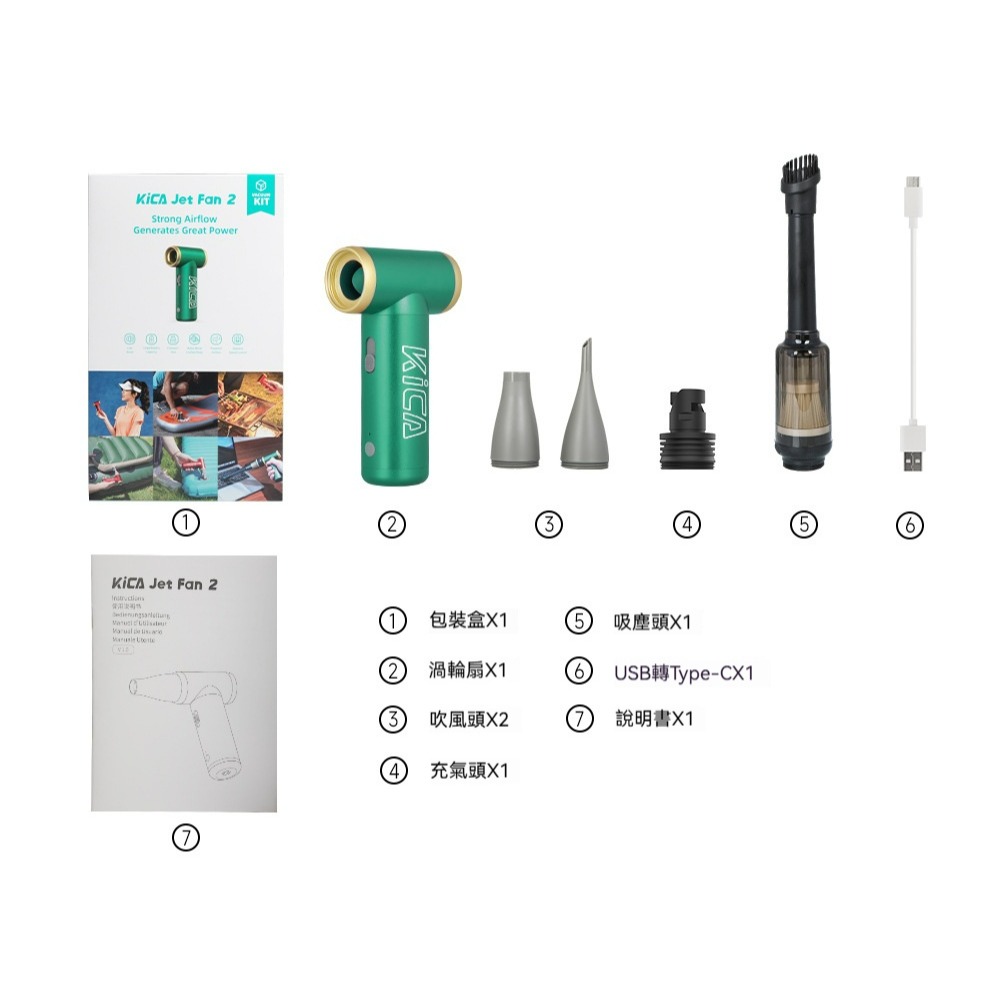 現貨 瞬涼扇 Kica Jet Fan 2 第二代 吸塵器 高速 手持 風扇 渦輪扇 一秒降溫 露營 降溫 寵物 吹乾-規格圖9