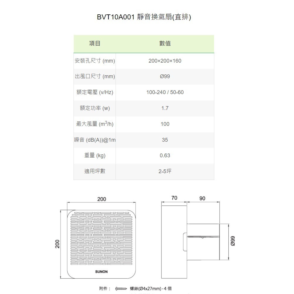 【SUNON建準】DC直流節能換氣扇｜BVT10A001 // 直排-靜音換氣扇 // 超取上限兩台-細節圖7