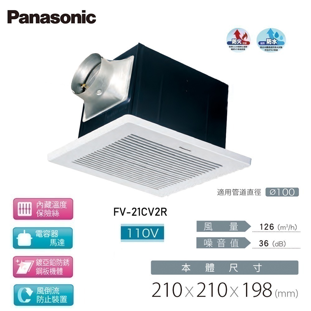 【Panasonic 國際牌】靜音型換氣扇 FV-21CV2R / FV-21CV2W  ※超取限一台-規格圖5